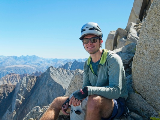Pausing for a snack and water break on the East Arête mount humphreys climbing