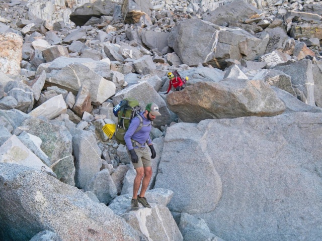 Alex and Kim navigate their way through the talus below Thunderbolt Pass thunderbolt pass