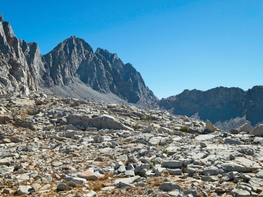 We're heading for the pass just below Thunderbolt Peak thunderbolt pass