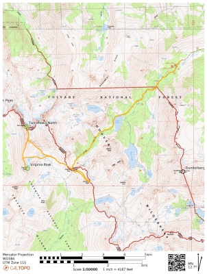 Route to Twin Peaks, Virginia Peak, and Camiaca Peak