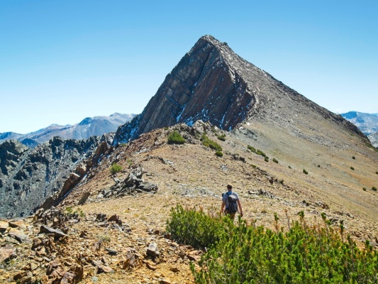 After an enjoyable scramble across the ridge, we reach easy terrain en route to Virginia Peak virginia peak