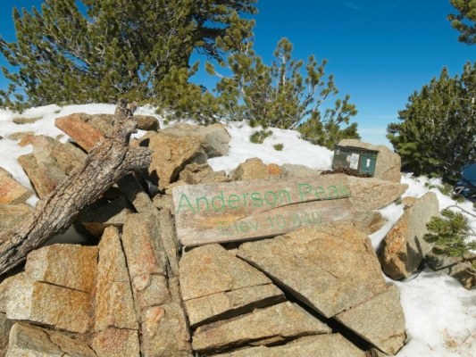 Anderson Peak has a summit sign and register anderson peak