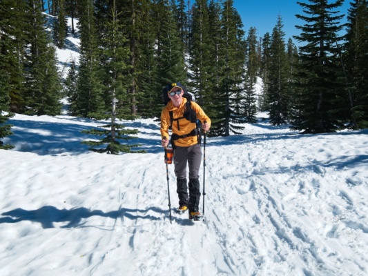 Jack hikes toward Horse Camp mount shasta mountaineering