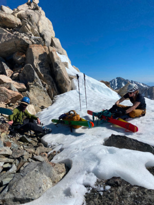 I and Erica rest at the top of the snow climb - photo credit: Alix mount gould ski mountaineering
