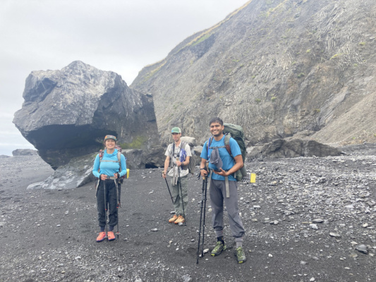Kim, myself, and CK in front of some cool looking rocks; photo credit: Alex lost coast trail