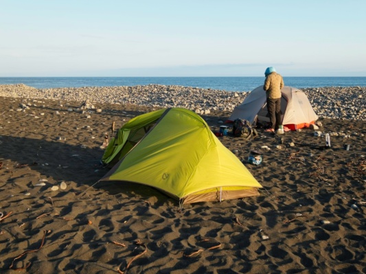 We camp on the sandy beach lost coast trail
