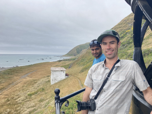 CK and I atop the lighthouse; photo credit: Alex lost coast trail
