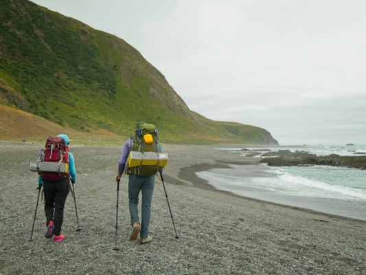 A typical view from our trip: moody skies and verdant hills lost coast trail