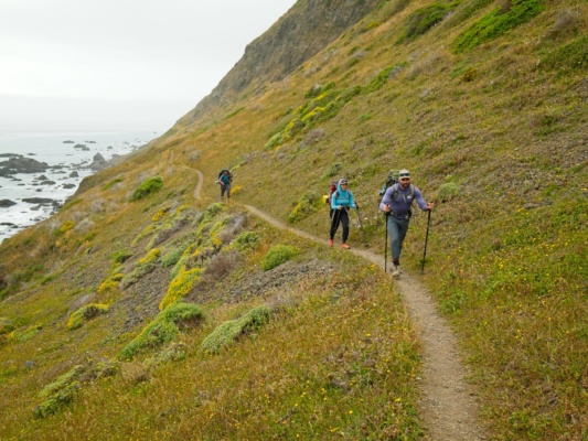 CK, Kim, and Alex on the trail lost coast trail