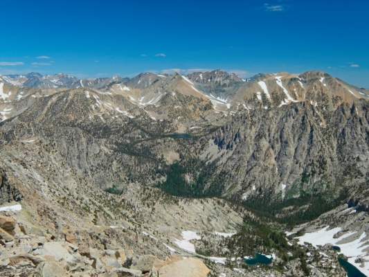 Bullfrog Lake and Mt Rixford from West Vidette bullfrog lake