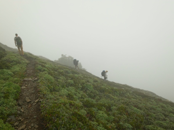 We're soon down inside the clouds where everything is wet mist