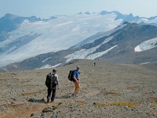 We get a great view of an enormous expanse of the Suiattle Glacier on our descent suiattle glacier