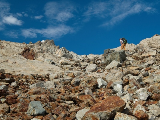 Craig B. hikes up toward the lookout three fingers lookout