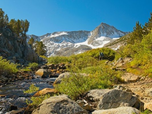 There's a lot of snow left from the winter bishop pass trail