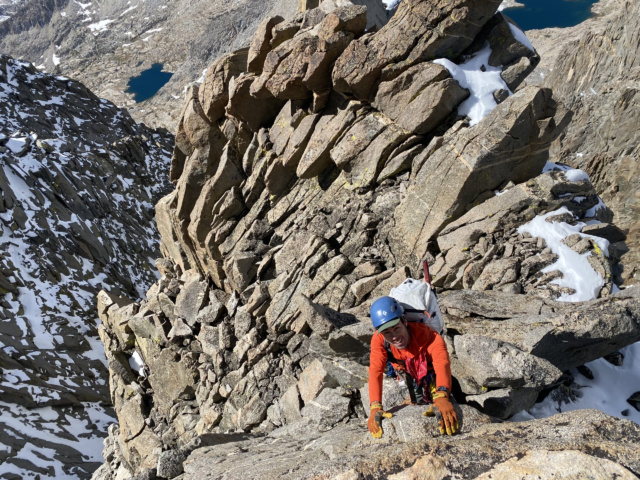 I struggle to pull myself up the face - photo credit: Josh palisade traverse