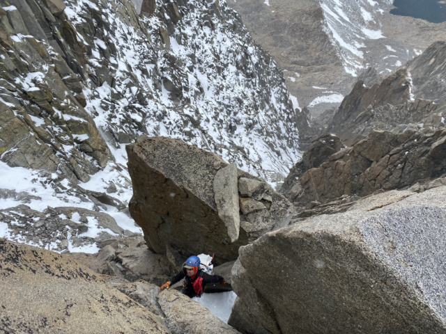 Yours truly grimacing as I stem up a chimney - photo credit: Josh palisade traverse