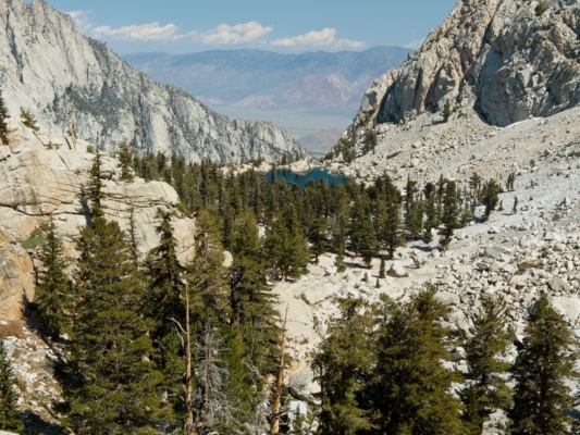 A nice view of Lone Pine Lake from the trail above mount whitney trail