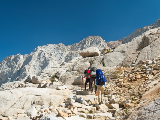 We're leaving the trees behind; from here on up, it's just rocks mount whitney trail