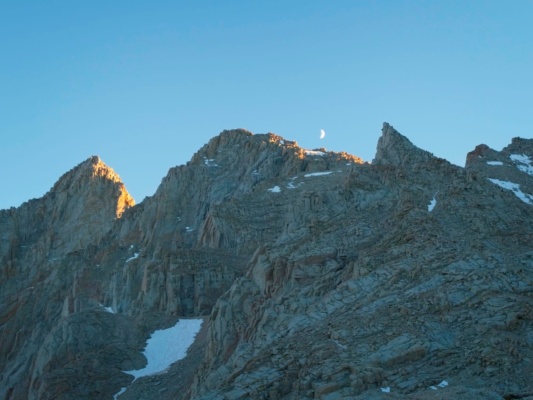 The Moon rises over the mountains mount whitney trail
