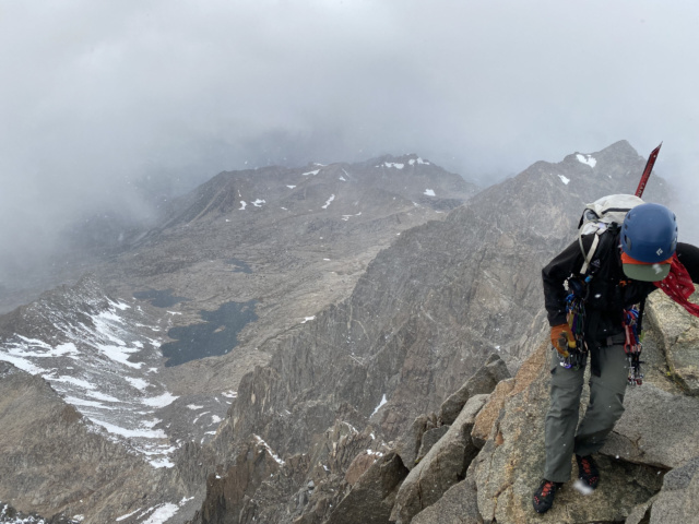 The storm closes in as we descend from Starlight Peak - photo credit: Josh palisade traverse