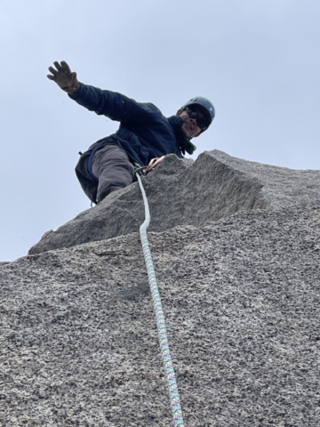 Josh atop Starlight Peak palisade traverse