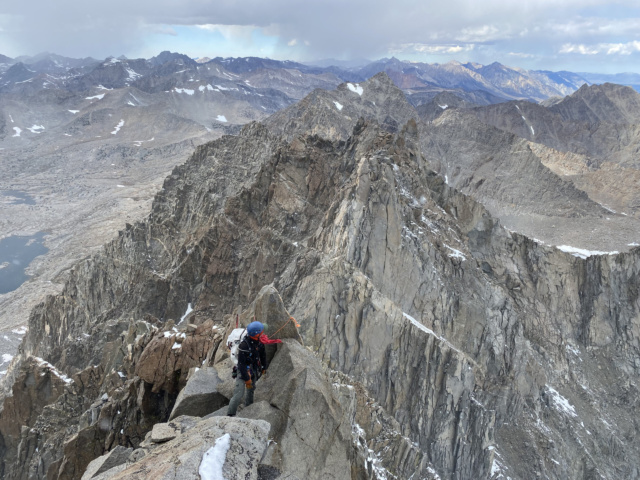 I admire the view from the ridge between Thunderbolt and Starlight Peaks - photo credit: Josh palisade traverse