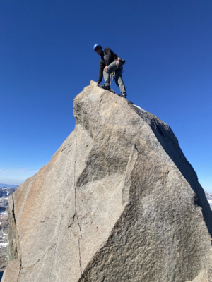 Me atop Thunderbolt Peak - photo credit: Josh palisade traverse