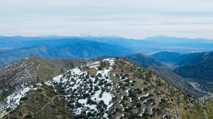 To the southeast, San Bernardino Peak and Mount San Jacinto gobbler's knob