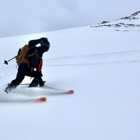 Yours truly enjoying the powder; photo credit: Maddie birch mountain
