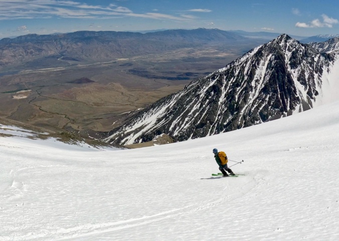 Yours truly thoroughly enjoying skiing down the summit bowl. Photo credit: Maddie birch mountain ski mountaineering