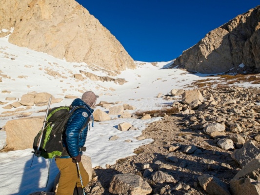 Craig and I prepare to hike up the steeper snow mountaineering