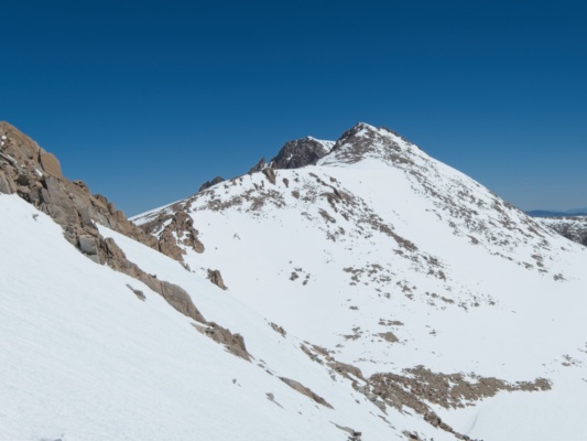 Looking back at Trojan Peak as I traverse across the ridge to Mount Barnard trojan peak
