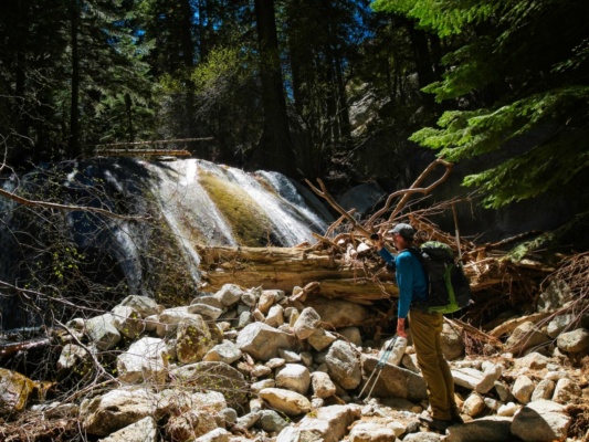 George Creek cascades over a huge rock george creek waterfall