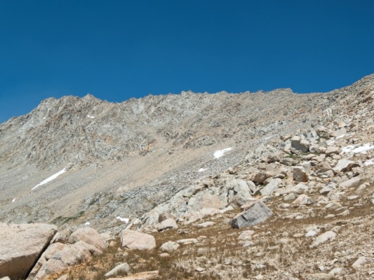 My plan is to gradually climb to the ridgetop as I also traverse across the slope toward the summit caltech peak
