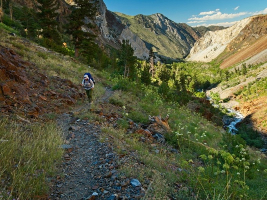 Kenza hikes up the canyon convict canyon