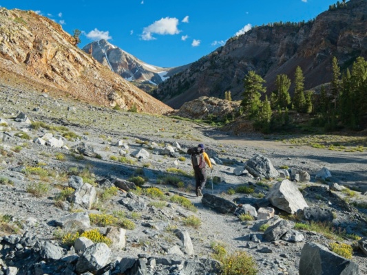 Jesse strolls into the valley just below Mildred Lake convict canyon