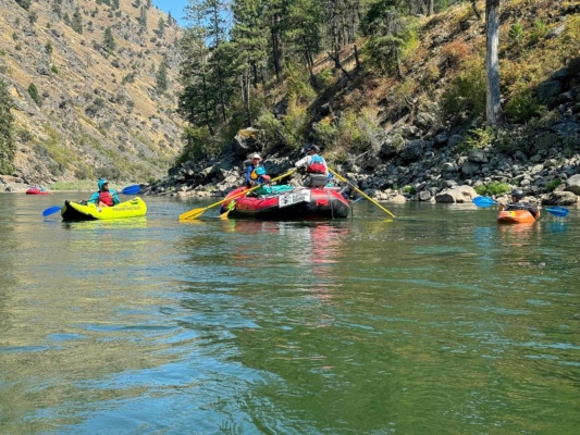 One of many calm sections of the river main salmon river rafting