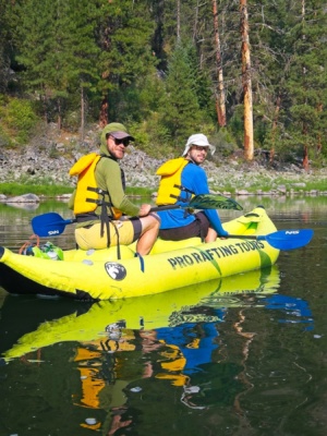 Brian and Jason in a two-person kayak main salmon river rafting