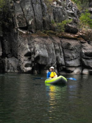 Jason relaxes in a kayak main salmon river rafting