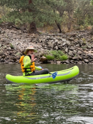 Steve in one of the small spud kayaks main salmon river rafting