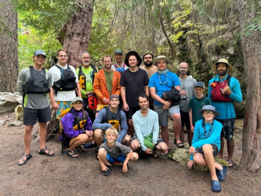 Most of our group! Back row: Gabe, Mason, Steve, Brian, Donny, Christopher, Aaron, Noah, Jason, Ryker, Robert. Front row: Olivia, Isaac, Chance, Andrew, Kaleb. Not pictured: Theo and Matt. main salmon river rafting