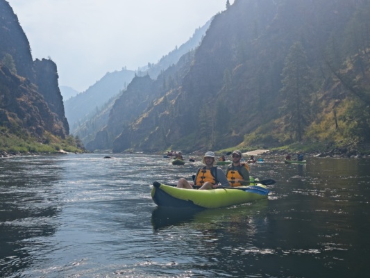 Jason and Brian with most of our group spread out behind them. main salmon river rafting