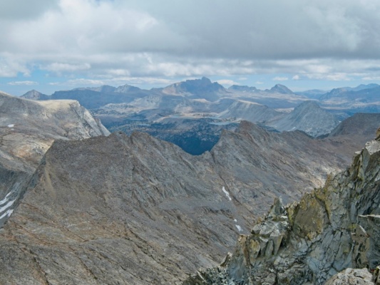 Looking east from Gemini: Mount Humphreys and assorted lakes humphreys basin