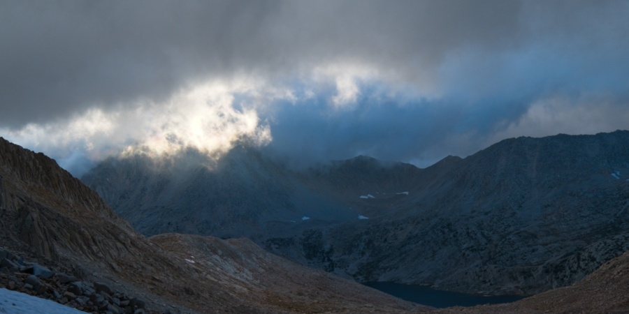 Low-hanging clouds over Jumble Lake low clouds