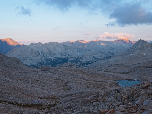 Evening alpenglow on Mount Tom and Mount Humphreys granite park