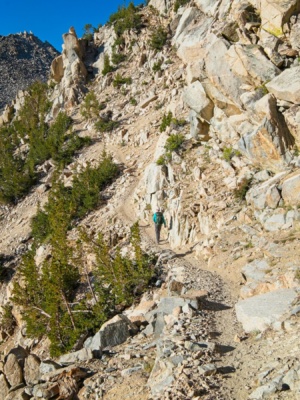 A sun-soaked section of trail above Upper Lamarck Lake lamarck col trail