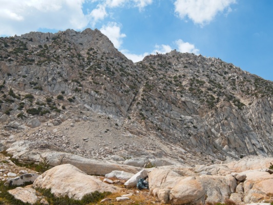 Secor suggests climbing the diagonal chute in the center of the photo the hermit