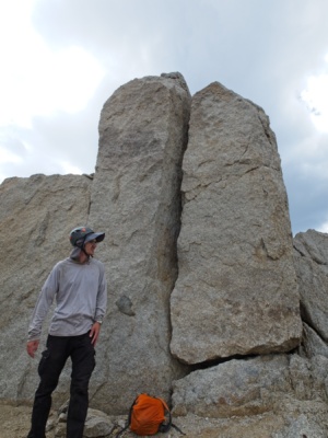 Kurt in front of the summit block on The Hermit the hermit