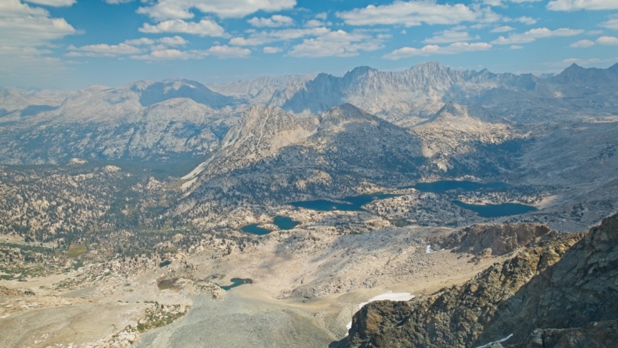The McGee Lakes basin with the Hermit looking small on the other side mcgee lakes