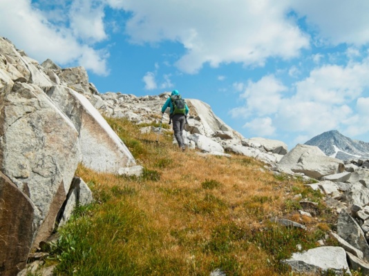 Craig leads the way up the ramp toward Davis Lake Pass davis lake pass